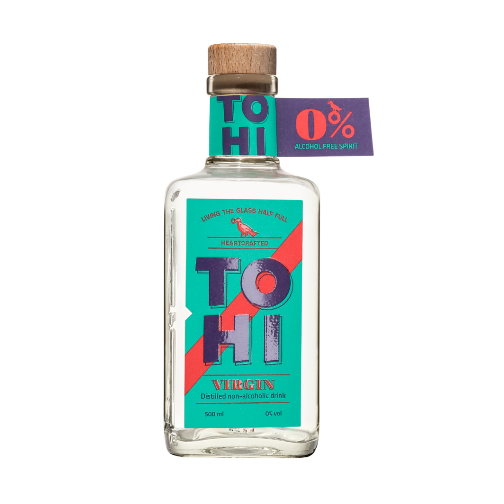 Alcohol free gin Tohi Virgin. Made to mix in nonalcoholic cocktails.