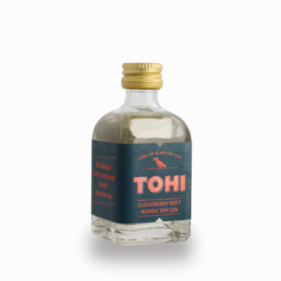 Minipudel Tohi muraka džinniga. Mini bottle of Tohi Cloudberry Mist Gin 50 ml